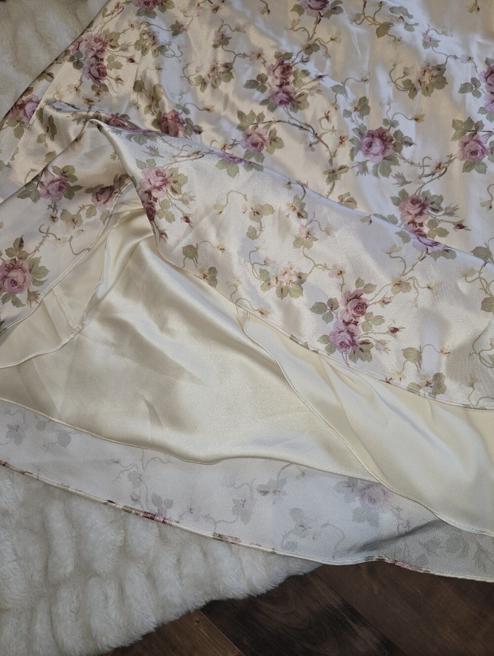 House of CB Felicity [Size XS] Floral Ivory Satin Lace Midi Coquette Dress - Picture 12 of 15
